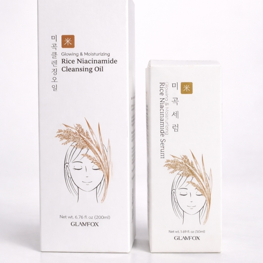 DUO Glamfox Rice Niacinamide Cleansing Oil and Serum Set
